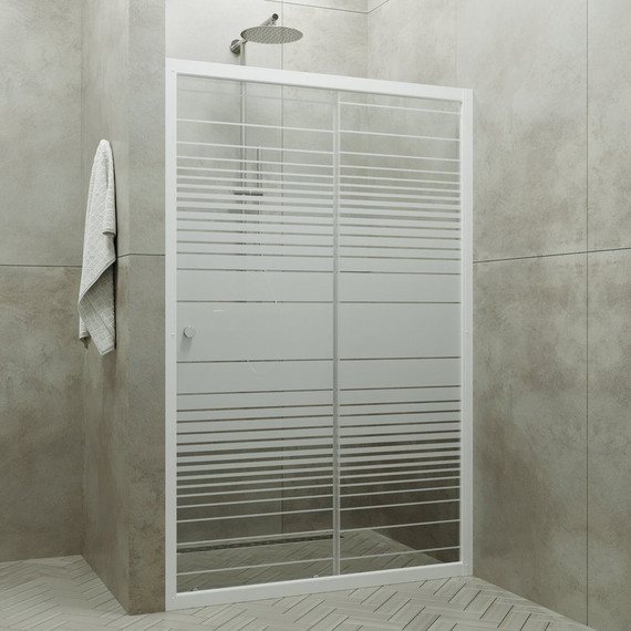 Душевая дверь Тритон Слайд 100 см, белый/узор - 4 Душевая дверь Тритон Слайд 100 см, белый/узор фото 4