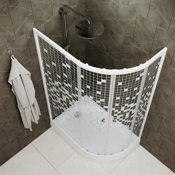 Душевое ограждение Triton Коралл A 120х80 см, белый/узор L - 3 Душевое ограждение Triton Коралл A 120х80 см, белый/узор L фото 3