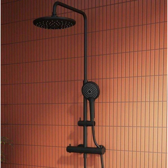Душевая стойка с термостатом Vitra AquaHeat Bliss 240 2F A4720536EXP, черный матовый - 2 Душевая стойка с термостатом Vitra AquaHeat Bliss 240 2F A4720536EXP, черный матовый фото 2