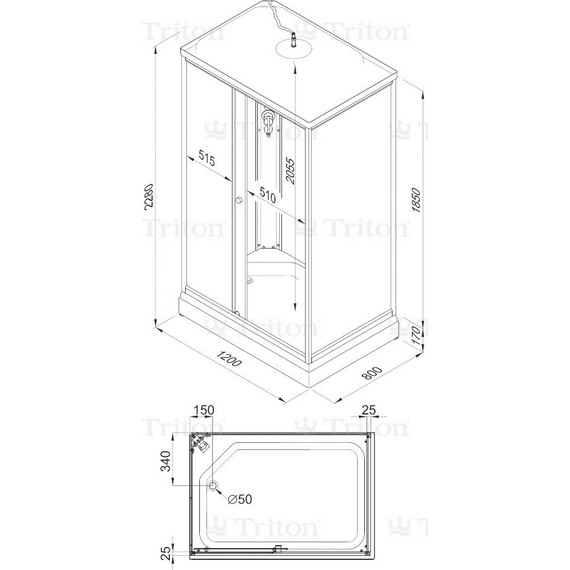 Душевая кабина Triton Квадро 120x80 см, белый/узор R фото 10