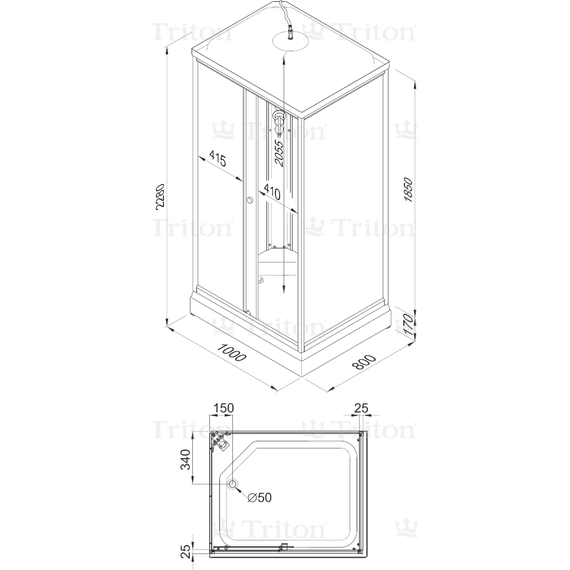 Душевая кабина Triton Квадро 100x80 см, белый/узор - 10 Душевая кабина Triton Квадро 100x80 см, белый/узор фото 10