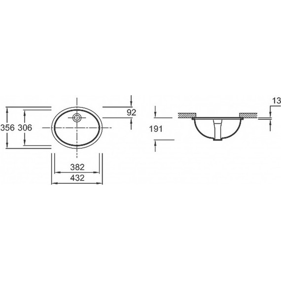 Раковина врезная под столешницу Jacob Delafon Caxton 43 см 2209-0 фото 2