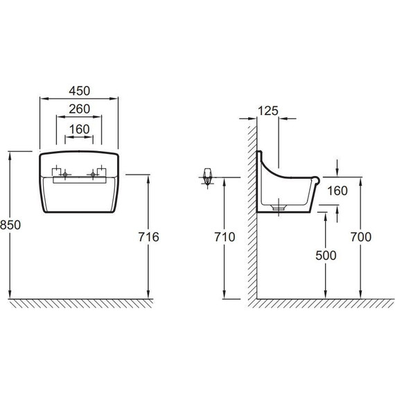 Раковина подвесная Jacob Delafon Norma 45 см E1898-00 фото 2