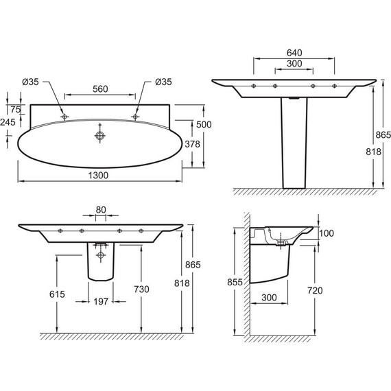 Раковина подвесная Jacob Delafon Presquile 130 см E4445-00 фото 6