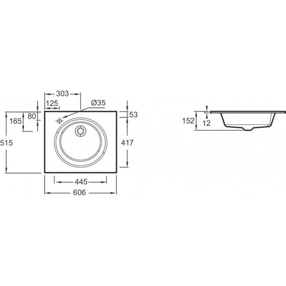 Раковина врезная на столешницу Jacob Delafon Odeon Rive Gauche 60 см EB2560-DE2, черный матовый фото 2