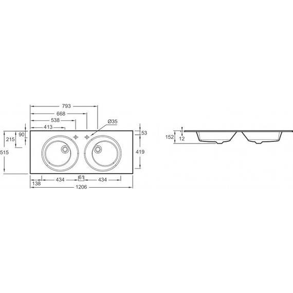 Раковина врезная на столешницу Jacob Delafon Odeon Rive Gauche 120 см EB2565-DE2, черный матовый фото 2