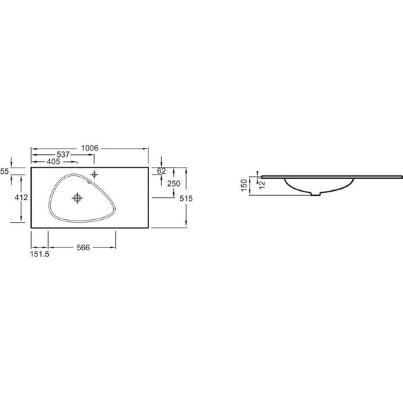 Раковина мебельная Jacob Delafon Nouvelle Vague 100 см EB3021-DE1, белый матовый фото 2