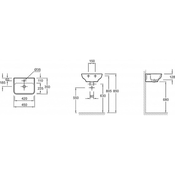 Раковина подвесная Jacob Delafon Struktura 45 см EGH111-00 фото 3