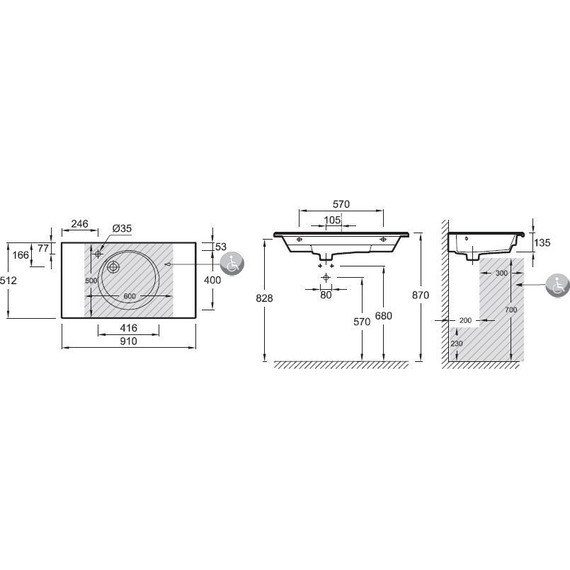 Раковина подвесная Jacob Delafon Odeon Rive Gauche 91 см EXAV112-Z-00 фото 2