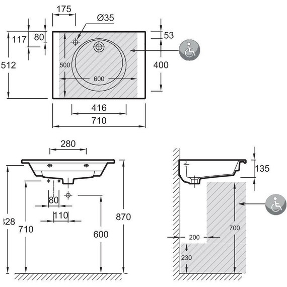 Раковина мебельная Jacob Delafon Odeon Rive Gauche 71 см EXAX112-00 фото 2