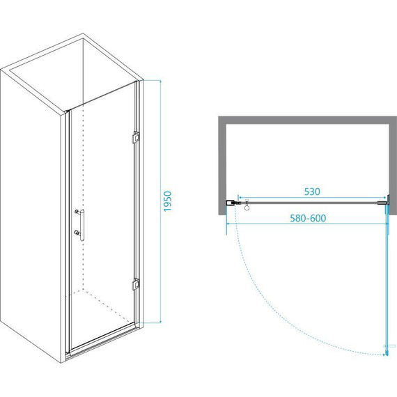 Душевая дверь RGW PA-06B 60 см 41080606-54, черный/прозрачное - 3 Душевая дверь RGW PA-06B 60 см 41080606-54, черный/прозрачное фото 3
