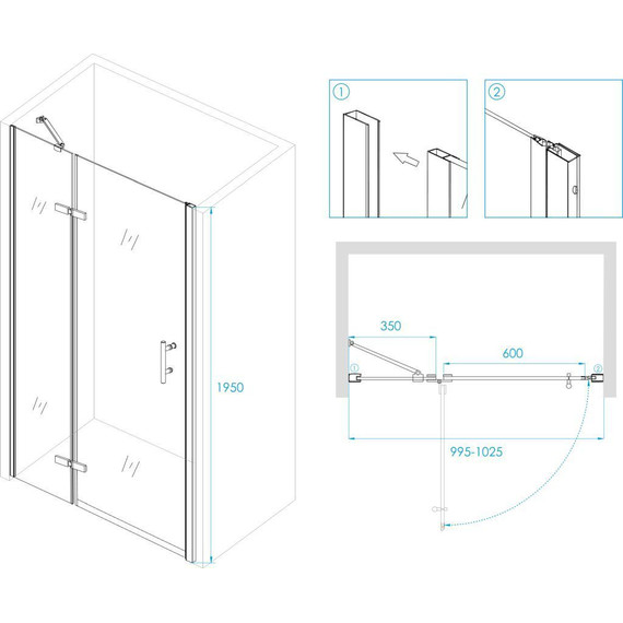 Душевая дверь RGW PA-07B L 100 см 41080710-84L, черный/прозрачное - 3 Душевая дверь RGW PA-07B L 100 см 41080710-84L, черный/прозрачное фото 3