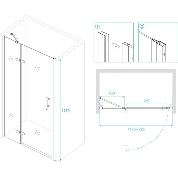 Душевая дверь RGW PA-07B L 120 см 41080712-84L, черный/прозрачное - 3 Душевая дверь RGW PA-07B L 120 см 41080712-84L, черный/прозрачное фото 3