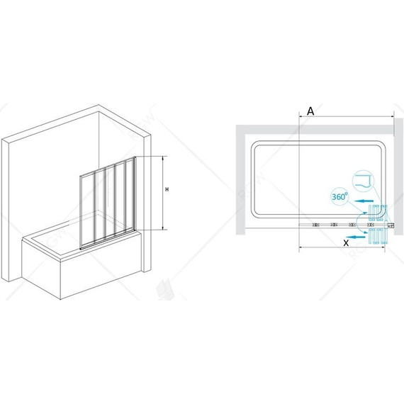 Шторка для ванны RGW SC-22B 120 см 03112212-14, черный/прозрачное фото 3