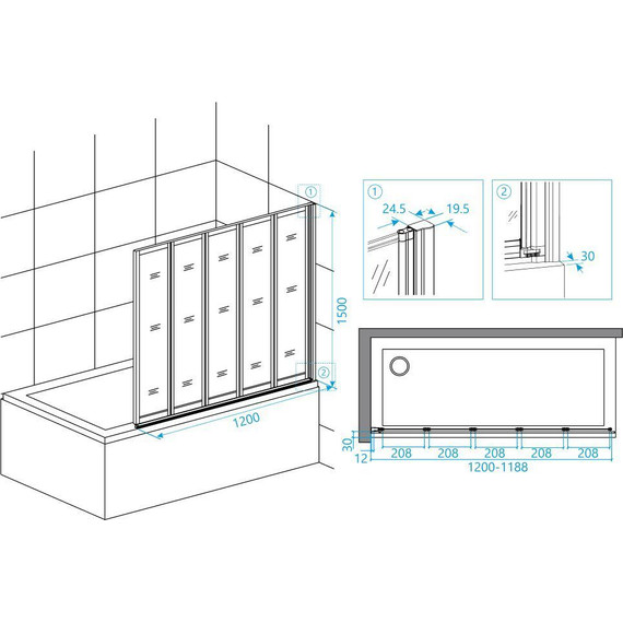 Шторка для ванны RGW SC-22B 120 см 03112212-14, черный/прозрачное фото 4