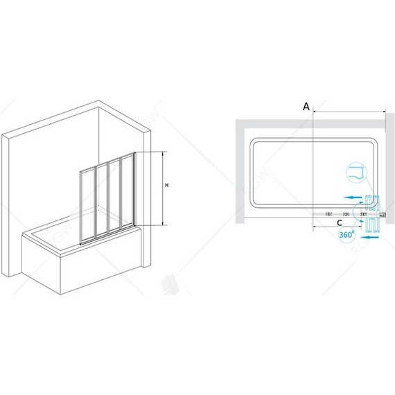 Шторка для ванны RGW SC-23B 100 см 03112310-14, черный/прозрачное фото 2