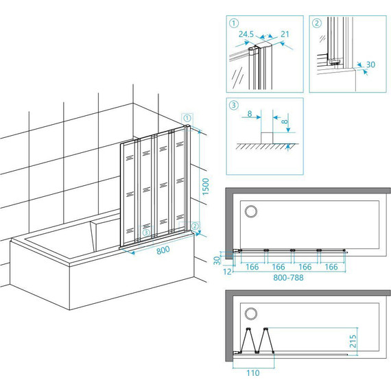Шторка для ванны RGW SC-23B 80 см 03112308-14, черный/прозрачное - 3 Шторка для ванны RGW SC-23B 80 см 03112308-14, черный/прозрачное фото 3