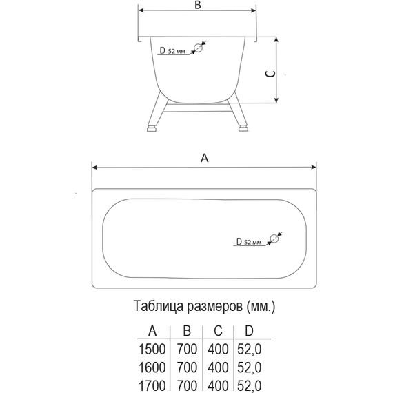 Ванна стальная ВИЗ MARION 150х70 M-51903 в комплекте с ножками - 9 Ванна стальная ВИЗ MARION 150х70 M-51903 в комплекте с ножками фото 9