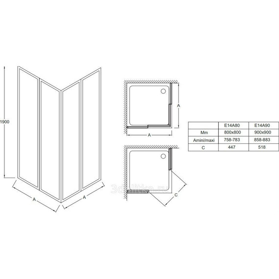 Душевое ограждение Jacob Delafon Serenity 90x90 см E14A90-GA, хром/прозрачное фото 2