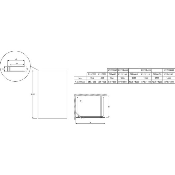 Душевая перегородка Jacob Delafon Contra 130 см E22W130-GA (стекло 8 мм), хром/прозрачное фото 6