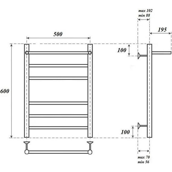 Полотенцесушитель электрический с полкой Point П5 500x600 мм PN10156PE (возможность скрытого подключения) фото 4