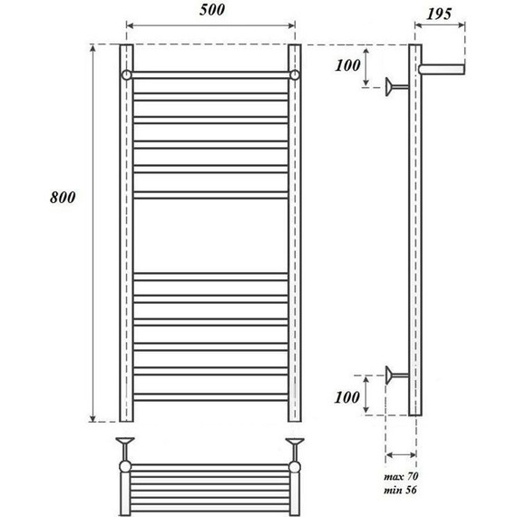 Полотенцесушитель электрический с полкой Point П11 500x800 мм PN10158SPE (возможность скрытого подключения) фото 4