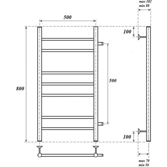 Полотенцесушитель водяной с боковым подключением Point П7 500х800 мм PN10558 фото 3