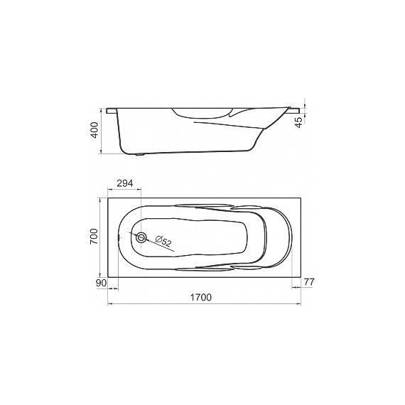 Ванна акриловая Santek Касабланка M 170x70 см 1.WH50.1.531, Размер - мм: 1700х700 фото 3