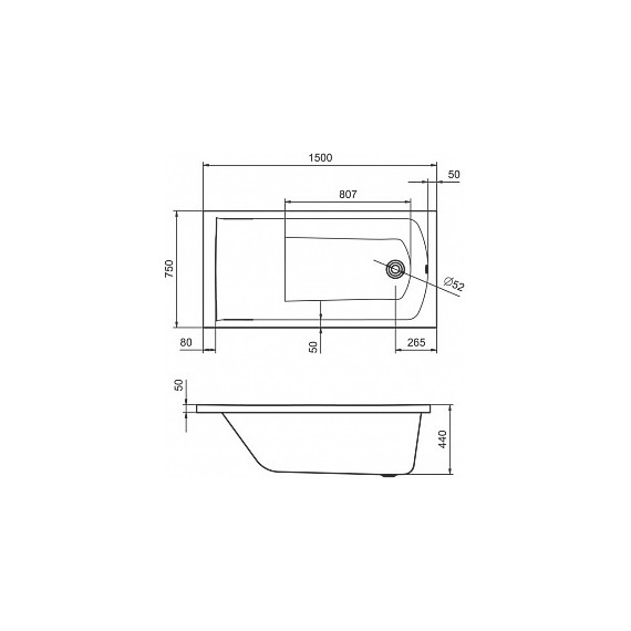 Ванна акриловая Santek Фиджи 150x75 см 1.WH50.1.598, Размер - мм: 1500х750 фото 5