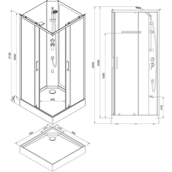 Душевое кабина Aquanet Passion S 2.0 90x90 см 263869, хром/прозрачное (безсиликоновая сборка) - 5 Душевое кабина Aquanet Passion S 2.0 90x90 см 263869, хром/прозрачное (безсиликоновая сборка) фото 5