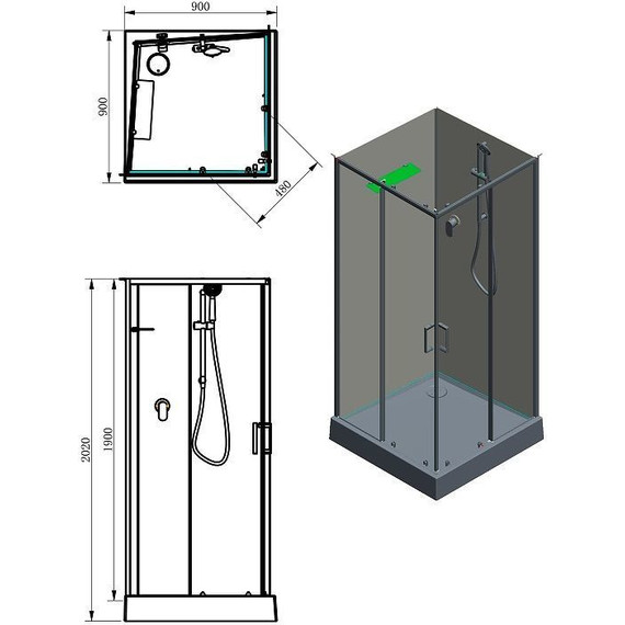 Душевое кабина Aquanet Passion EVO S 90x90 см 282009, чёрный/прозрачное (безсиликоновая сборка) - 2 Душевое кабина Aquanet Passion EVO S 90x90 см 282009, чёрный/прозрачное (безсиликоновая сборка) фото 2