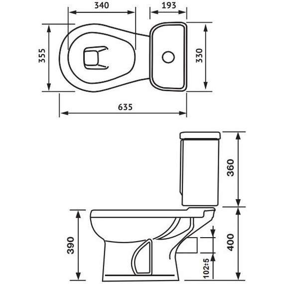 Унитаз-компакт Оскольская керамика Дора Стандарт горизонтальный выпуск с полипропиленовой крышкой 47301130402, Цвет производителя: белый фото 5