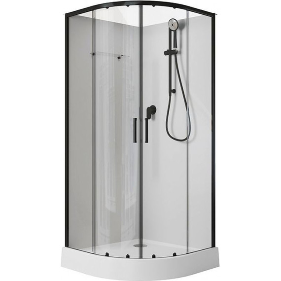 Душевое кабина Aquanet Passion EVO R 100x100 см 282010, чёрный/прозрачное (безсиликоновая сборка) фото 