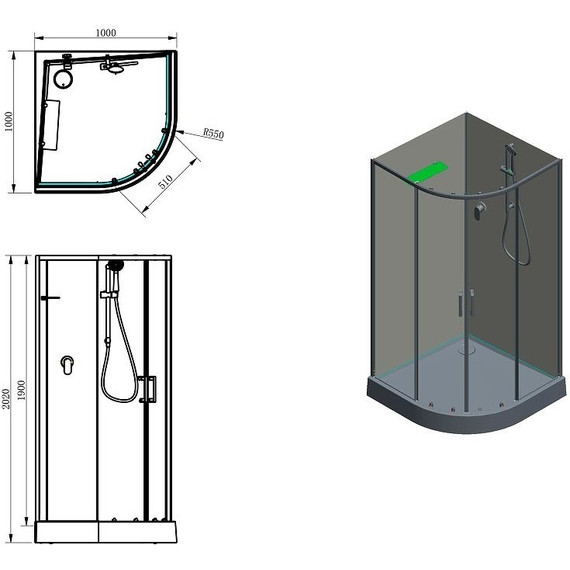Душевое кабина Aquanet Passion EVO R 100x100 см 282010, чёрный/прозрачное (безсиликоновая сборка) фото 4
