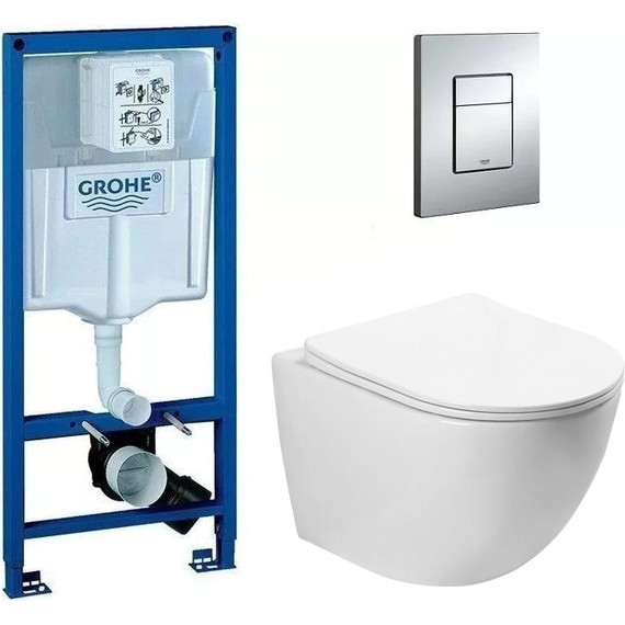 Инсталляция Grohe Rapid SL с подвесным безободковым унитазом SantiLine SL-5005 фото 