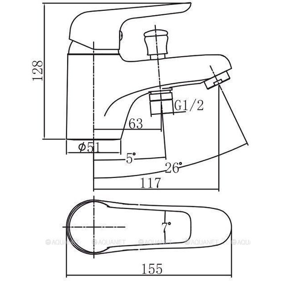 Смеситель для ванны Aquanet Pragmatic AF430-61С 216771 - 2 Смеситель для ванны Aquanet Pragmatic AF430-61С 216771 фото 2