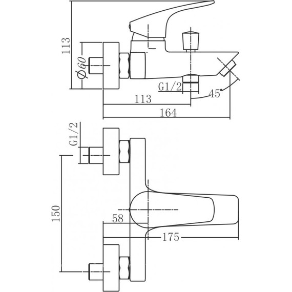 Смеситель для ванны Aquanet Static AF330-20C 237442 фото 4