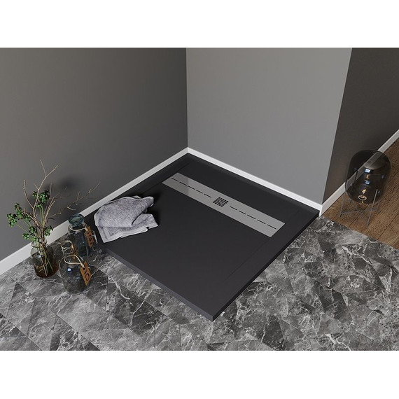 Каменный поддон Aquanet Delight 90x90 см 258896, чёрный фото 2