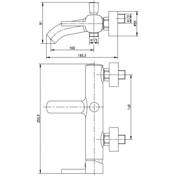 Смеситель для ванны Aquanet Minima AF130-20C 261814 - 2 Смеситель для ванны Aquanet Minima AF130-20C 261814 фото 2