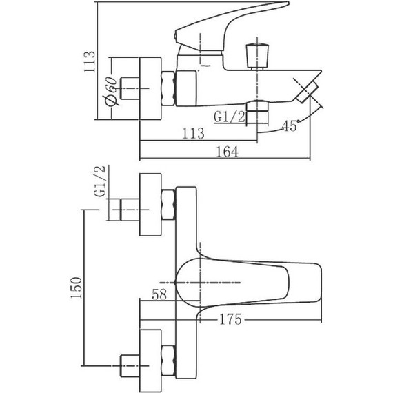 Смеситель для ванны Aquanet Static AF330-20B 261822, чёрный матовый фото 2