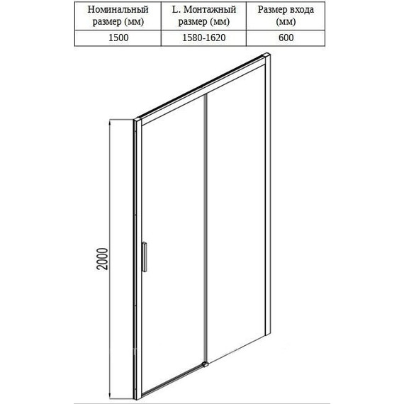 Душевая дверь Aquanet Pleasure AE60-N-160H200U-BT 160 см (стекло 8 мм) чёрный/прозрачное фото 4