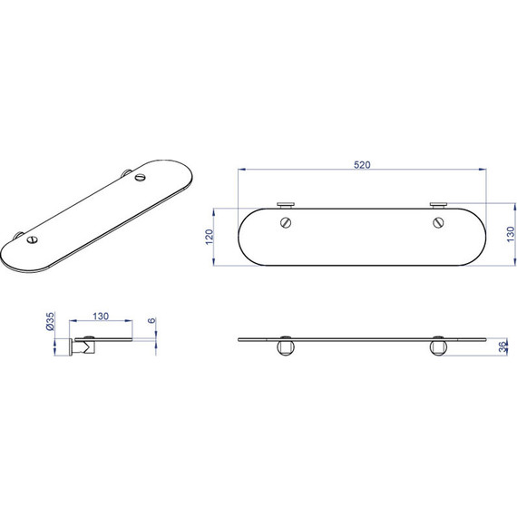 Стеклянная полка Azario Forny AZ-88303 52 см фото 3