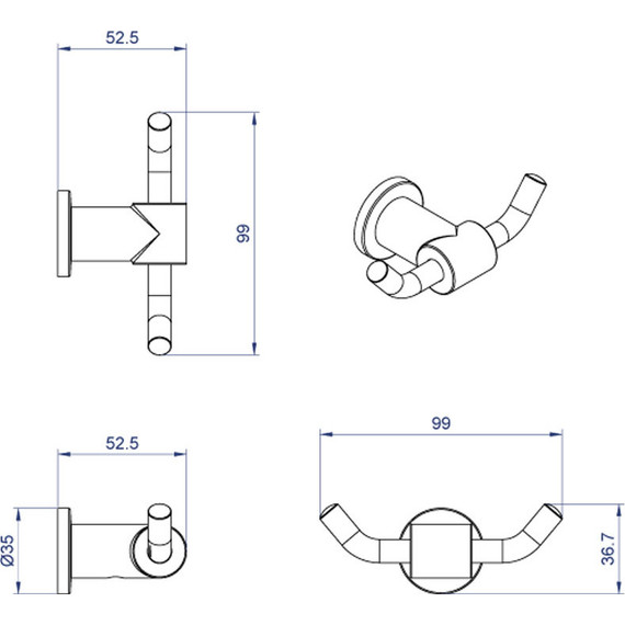 Двойной крючок Azario Forny AZ-88305 фото 3