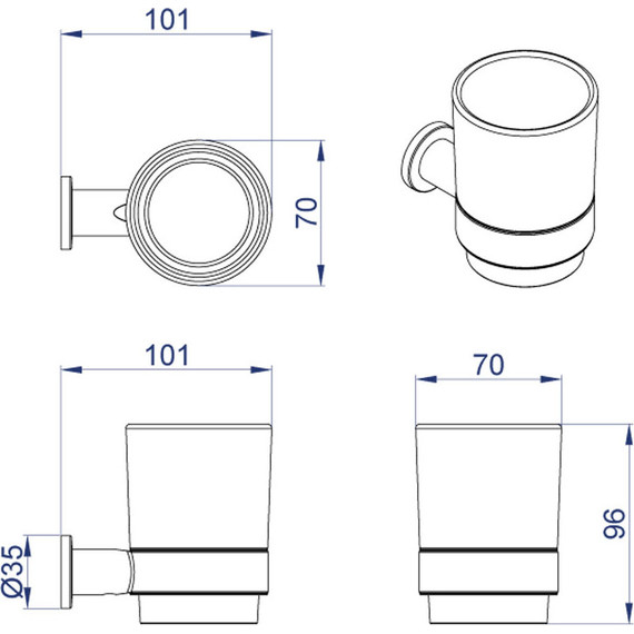 Стакан для зубных щеток Azario Forny AZ-88306 - 3 Стакан для зубных щеток Azario Forny AZ-88306 фото 3