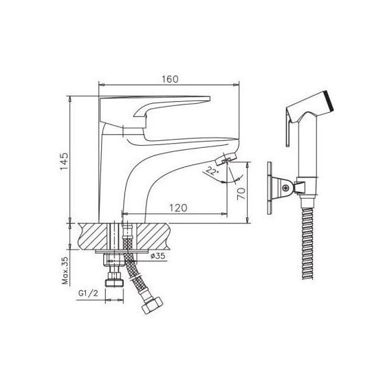 Смеситель для раковины с лейкой для биде Haiba HB1268 - 2 Смеситель для раковины с лейкой для биде Haiba HB1268 фото 2