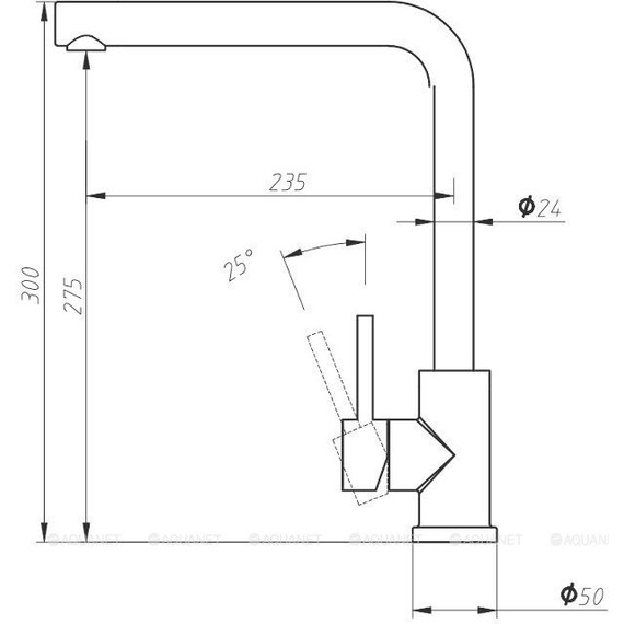 Смеситель для кухни Aquanet Steel AF211-41S 228450, сатин фото 2