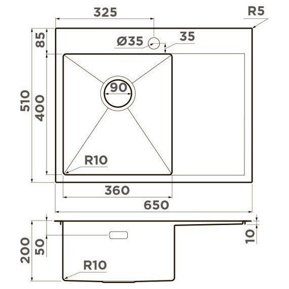 Мойка кухонная Omoikiri Akisame 65-LG-L (4973083) 1,2 мм, светлое золото, Цвет производителя: светлое золото фото 2