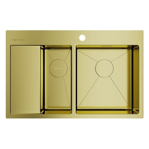 Мойка кухонная Omoikiri Akisame 78-2-LG-R (4973088) 1,2 мм, светлое золото, Цвет производителя: светлое золото фото 