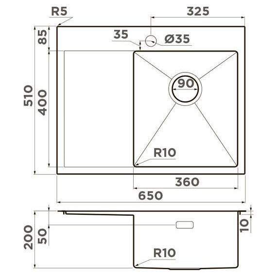 Мойка кухонная Omoikiri Akisame 65-LG-R (4973084) 1,2 мм, светлое золото, Цвет производителя: светлое золото фото 2