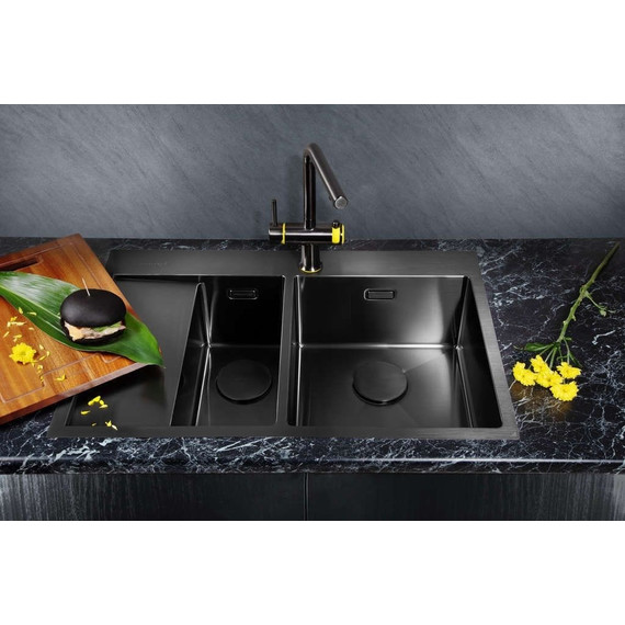 Мойка кухонная Omoikiri Akisame 78-2-GM-R (4973102) 1,2 мм, вороненая сталь, Цвет производителя: вороненая сталь фото 2